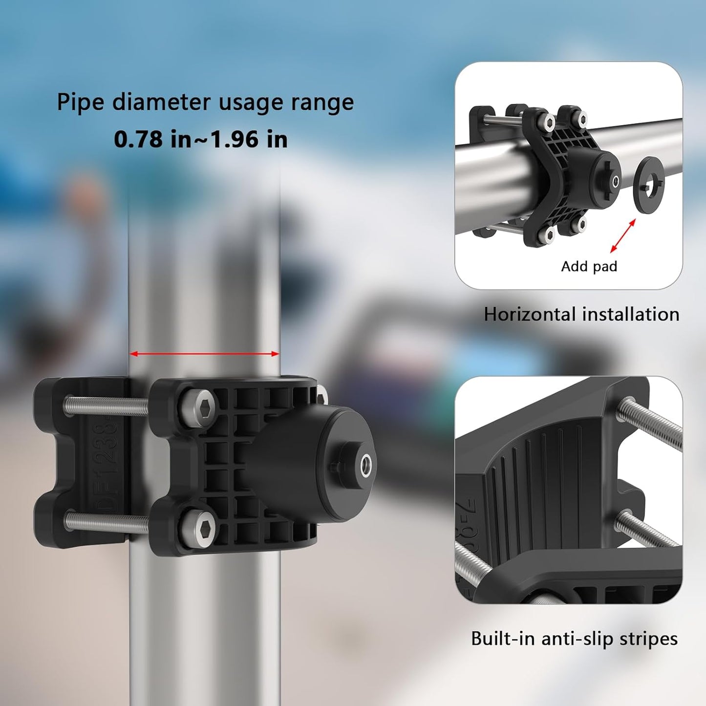 Koroao 9 20-50mm Adjustable Pole Clamp Transducer Mount Compatible with Lowrance Eagle Eye - for Fits Round Pole , Easy
