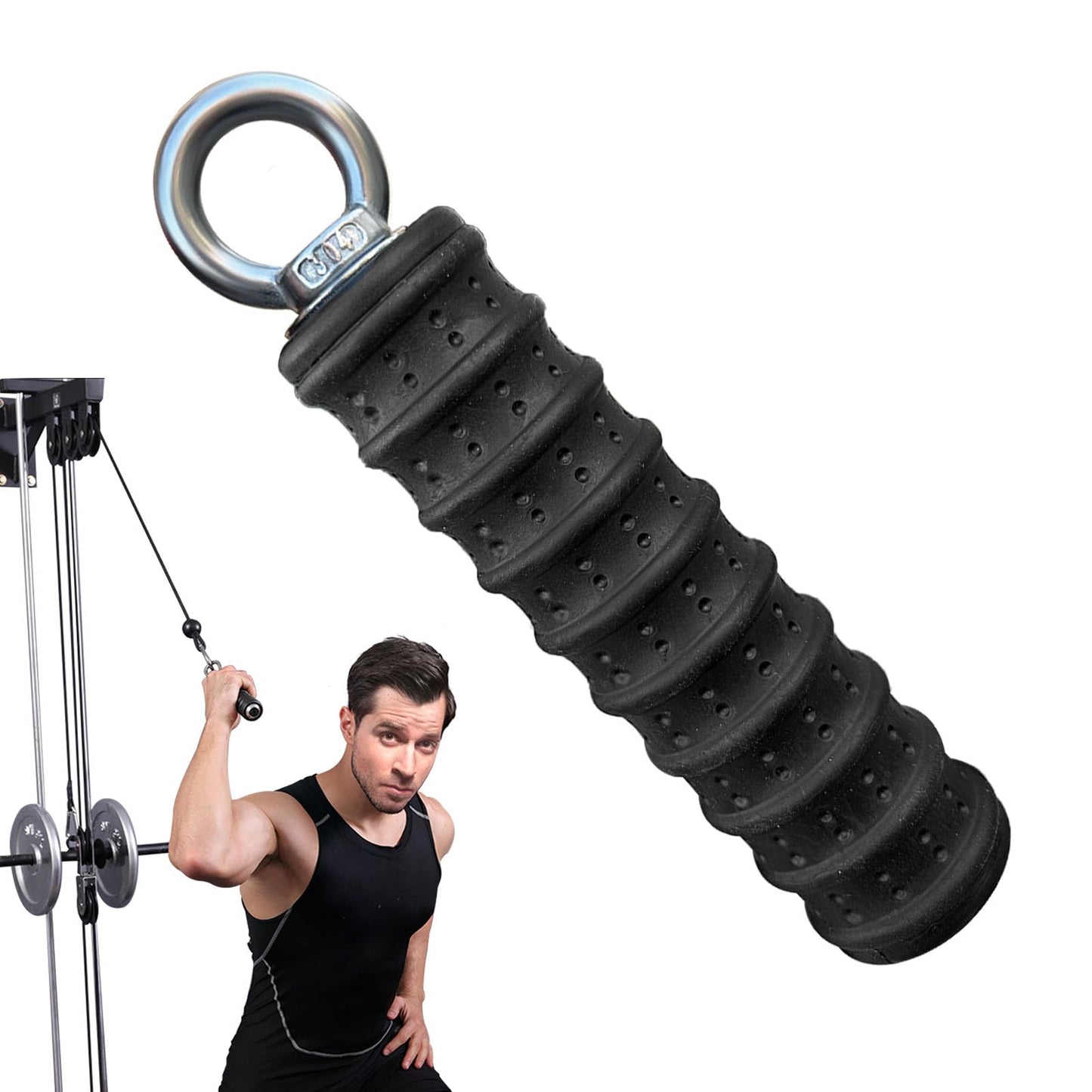 Ergonomic Tricep Rope Pull Down Attachment, Upgraded Long Triceps Rope Cable Attachments for Gym, Lat Pull Down Bar for Cable Machine, Tricep Lat Pulldown Workout Cable Attachments (SINGLE HANDLE-1)