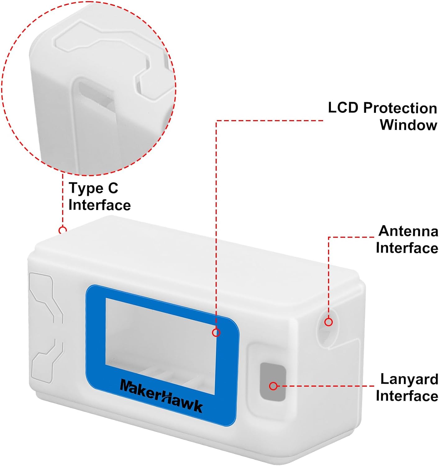 MakerHawk 2 Pack ESP32 V3 Protective Case for LoRa Development Board Antenna OLED Display with Type C and Copper Tube
