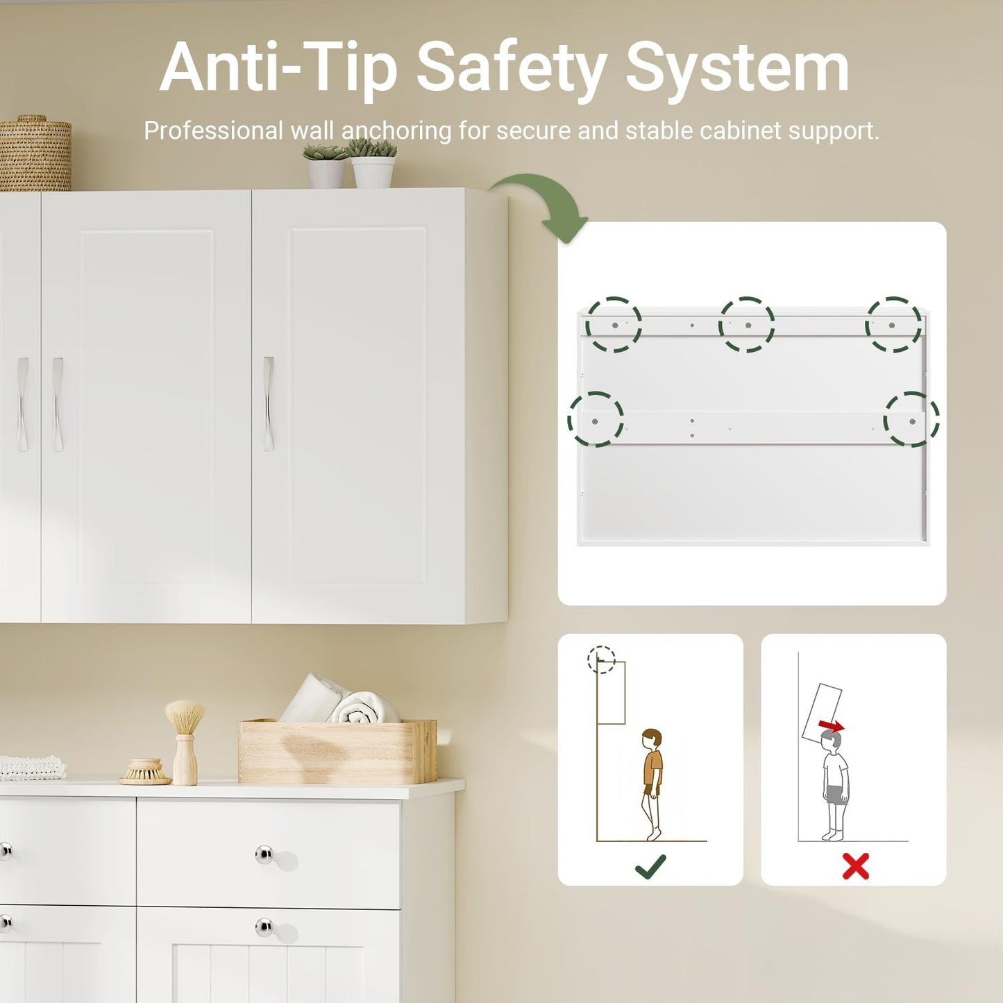 SoBuy Wall Cabinet Laundry Room, Medicine Cabinet for Kitchen Bathroom Garage, Wall Storage Cabinet with Adjustment Shelves, White FRG231-L-W