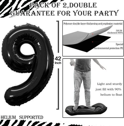 GOER Jumbo 42-Inch Black Number 19 Balloons - Perfect for 19th Birthday Party Decorations