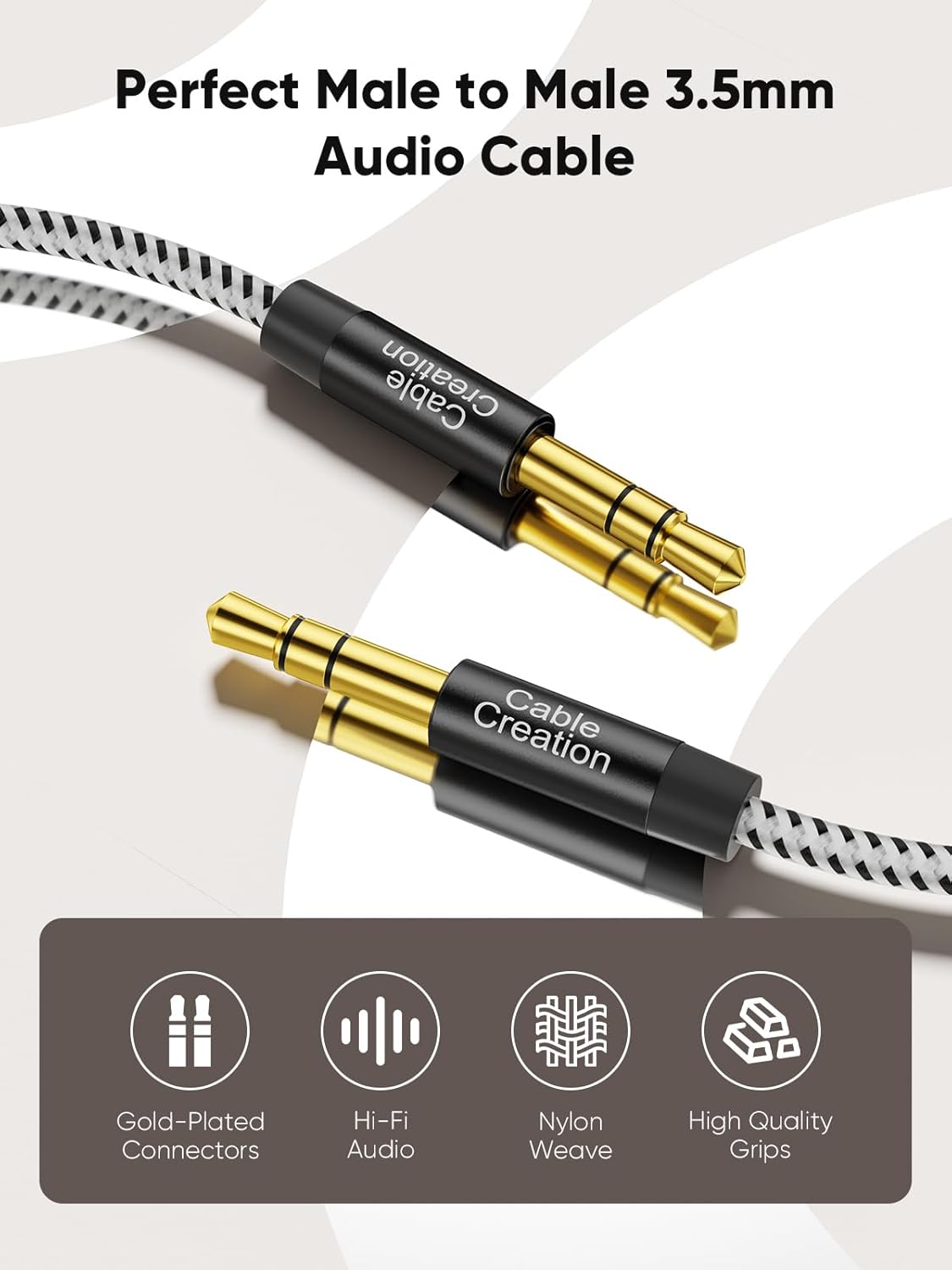 3.5mm (15FT/4.5M), 3.5mm 1/8 CableCreation Long Aux Cord Audio Cable Male to Male, Braided Hi-Fi Sound Auxiliary