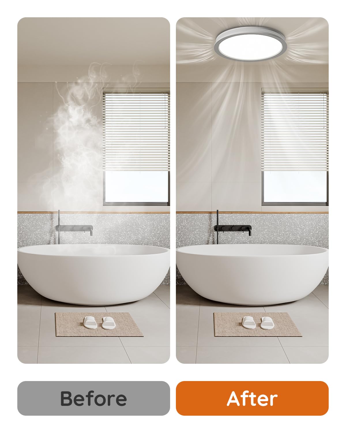 Fitop Bathroom Exhaust Fan with Light,130 CFM 47W 1100LM Ceiling Mount Shower Ventilation Exhaust Fan, 1.5Sones Bathroom Vent Fan with Light, Fan LED Light 3000K/4000K/5000K