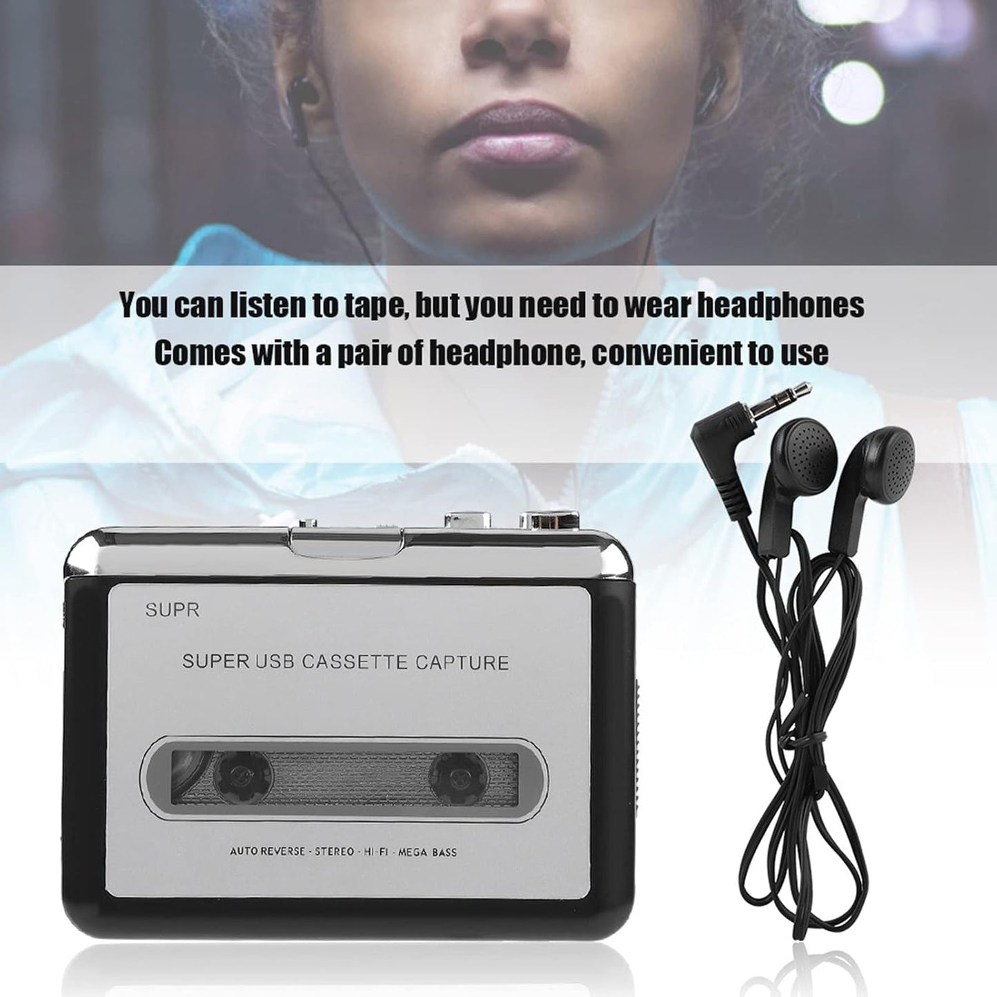 Cassette Cassette MP3 Portable Player Recorder Converter, Tape to Converter Convert Tapes to Digital Files via USB