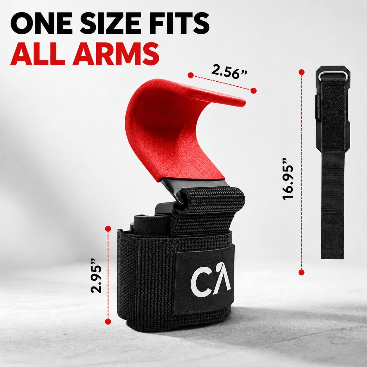 CHICK-ACTIVE Weight Lifting Hooks (Pair) for Deadlifts, Pull Ups, Rows & Shrugs - 8mm Neoprene Padding Hand Grips with Enhanced Capacity - Secure Grip Wrist Straps for Weightlifting & Gym Training (Red, One Size)