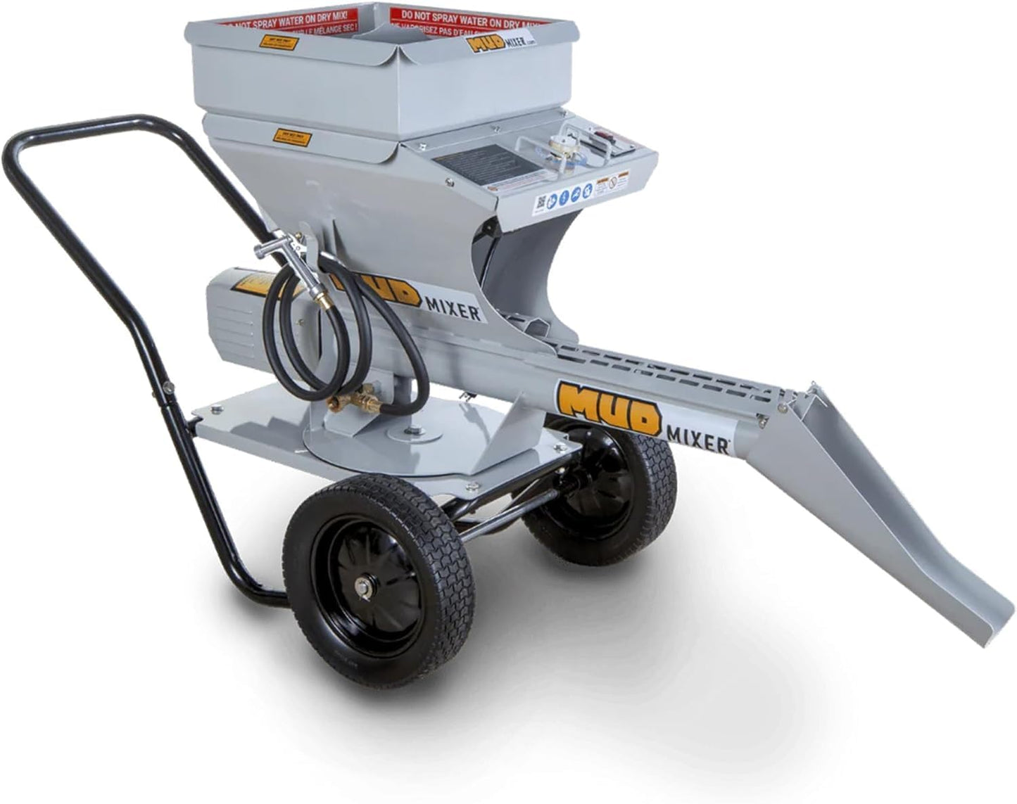 MudMixer Evolution Bundle, Concrete Mixer with Hopper Extension (300lbs Capacity) and Chute Extension (18" Reach), Processes 45+ 80lb Bags/Hour