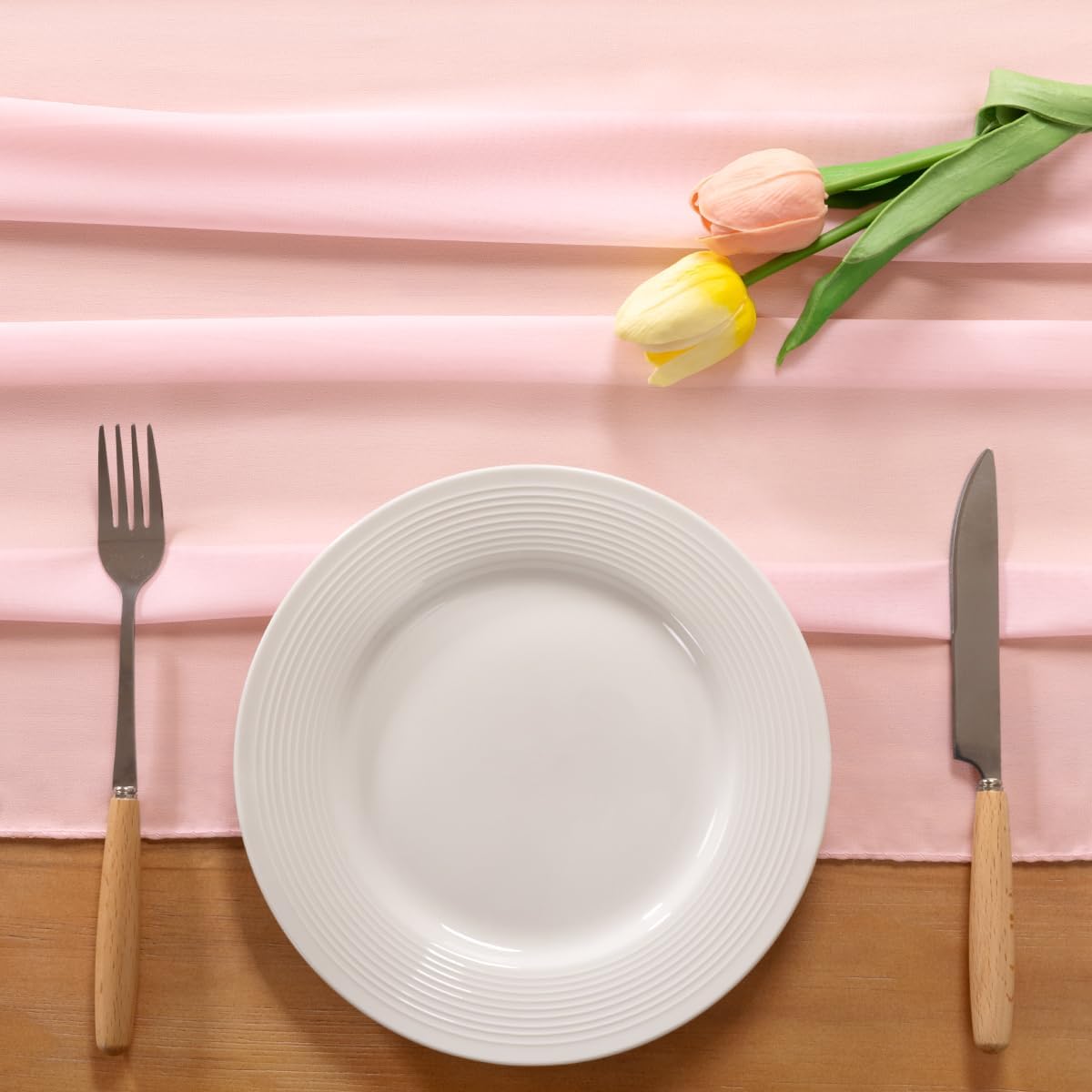 Socomi Blush Pink Chiffon Table Runner - 10ft | Elegant Sheer Decor for Weddings & Events (29x120 Inches)
