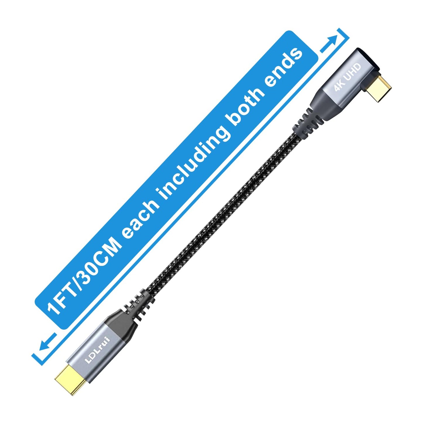 4K 60HZ 1FT, 3Pack, 20Gbps 100W 90 3.2 Gen2x2 iPhone16, LDLrui USB C Monitor Cable, Display, Right Angle Data Transfer