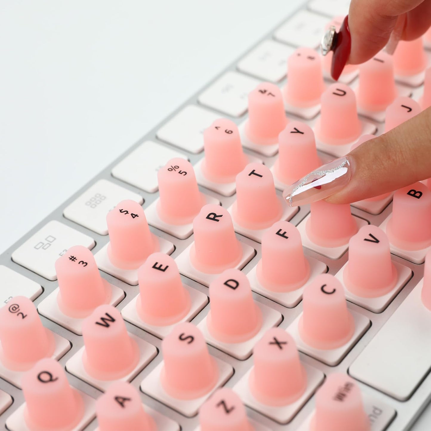 Allinside 70 Raised Silicone Keyboard Stickers for Long Nails, Reusable Self-Adhesive Key Stickers for Comfortable