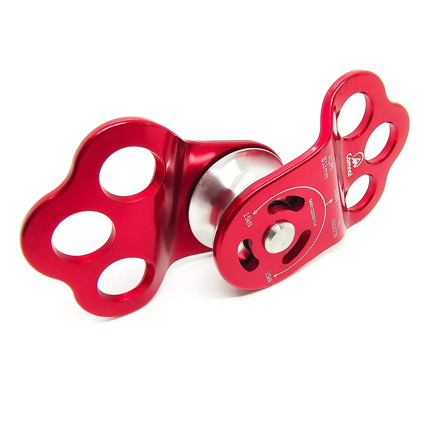 EMMRAGNO 30KN Climbing Single Pulley Climbing Three Hole Hitch Pulley Climbing Bearing Pulley, Hauling Pulley for Rock Climbing, Rappelling, Zipline Sports etc.