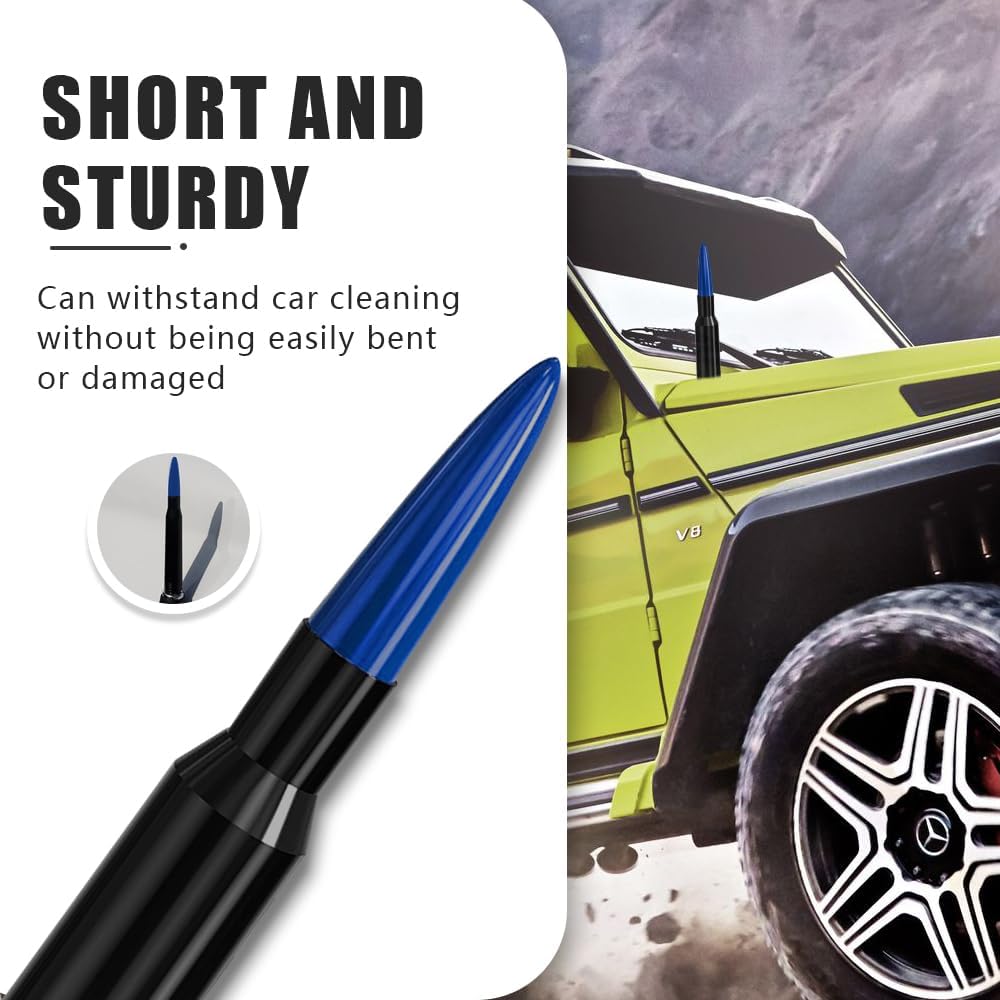 WINUERK Bullet Car Antenna Replacement, Aluminum Alloy Waterproof Short Antenna, Signal Stability Universal Exterior
