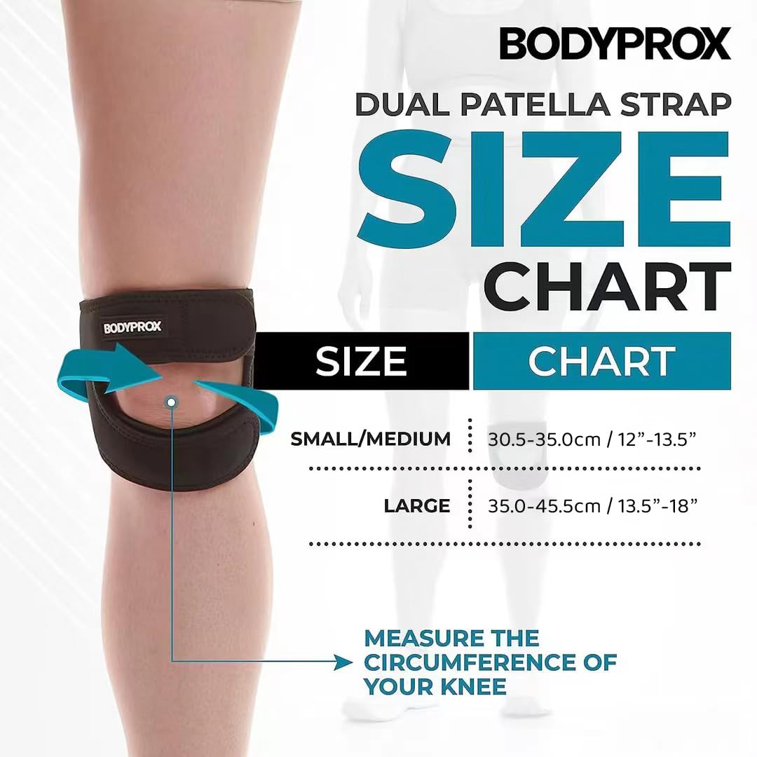 Bodyprox Patellar Tendon Support Strap (Large), Knee Pain Relief Adjustable Neoprene Knee Strap for Running, Arthritis, Jumper, Tennis Injury Recovery
