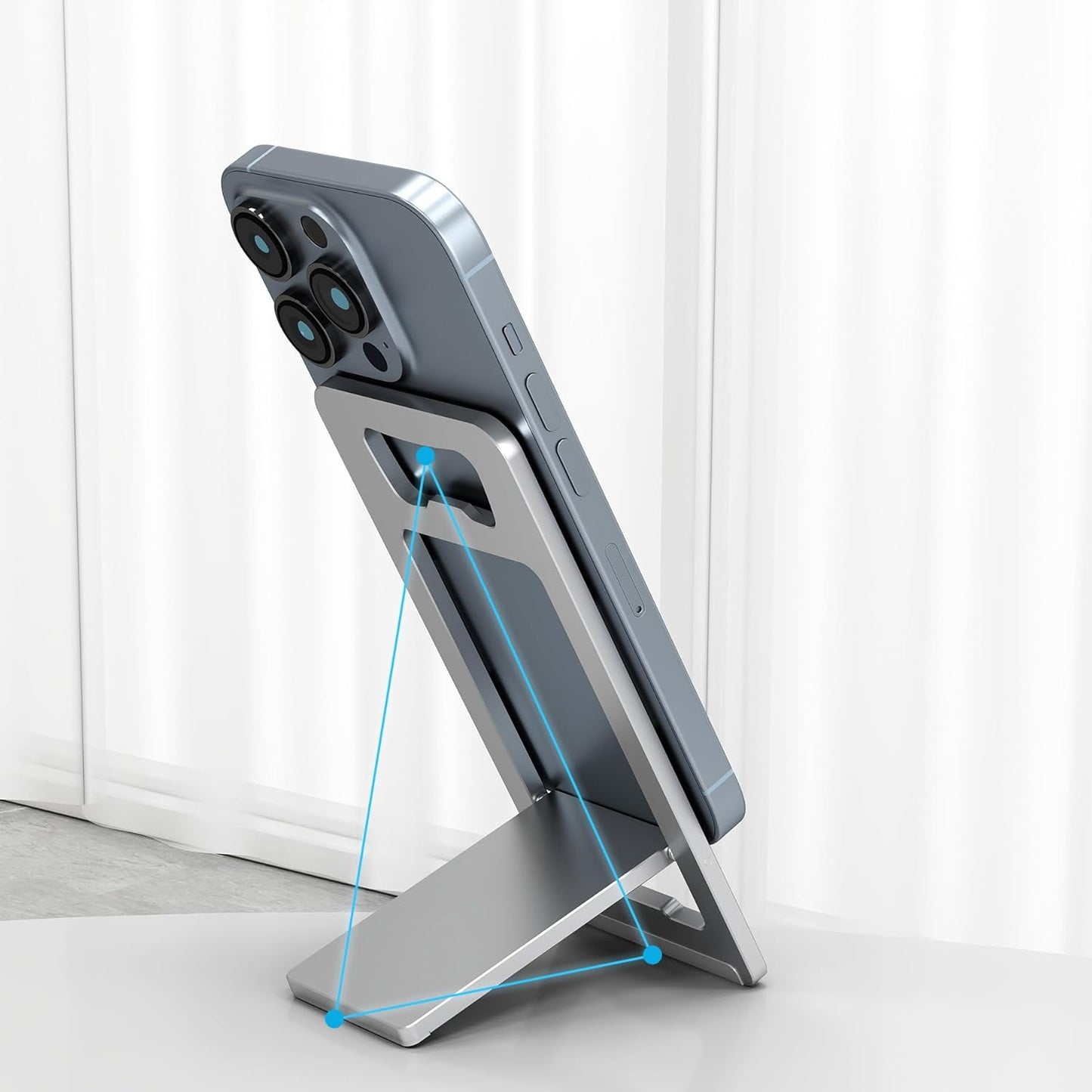 Aimai Forever Foldable Aluminum Phone Stand, Ultra Thin Portable Travel Holder for Desk Pocket,Compatible with All