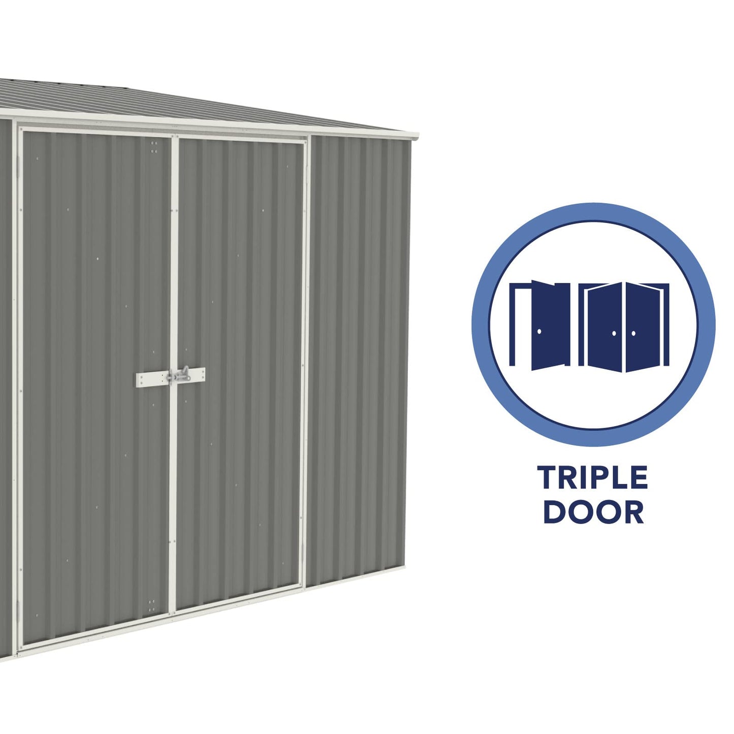 Absco Durango 5 Ft. x 10 Ft. Metal Storage Shed DIY Three Door Woodland Gray Galvanized Steel Bike Shed for Tools, Lawn & Garden Equipment, Outdoor Patio Furniture, Garden Lean to Shed Kit