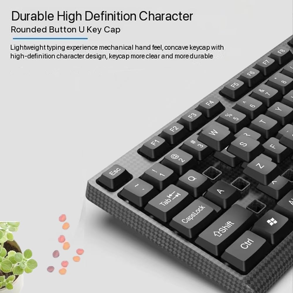 Yadojingcn 104 Wired Keyboard, Keys Wired Keyboard with Numeric Keypad, LED Indicators, Ergonomic, Comfortable Play