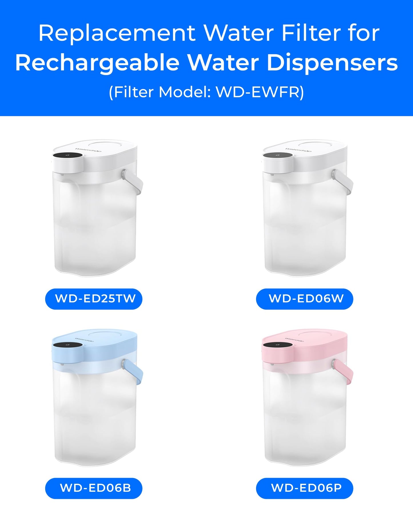 Waterdrop EWFR Water Filter Replacement for Waterdrop ED25TW TDS Reduction Rechargeable Electric Dispenser, Reduce TDS by 41%, Retains Key Minerals, Improve Flavor, 1 Pack