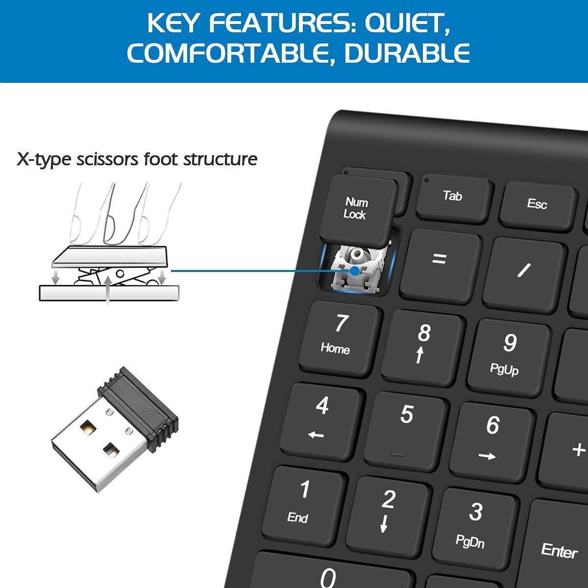 Foloda 22 2.4 Accounting 10 Wireless Number Pads, Numeric Keypad Numpad Keys Portable GHz Financial Number Keyboard