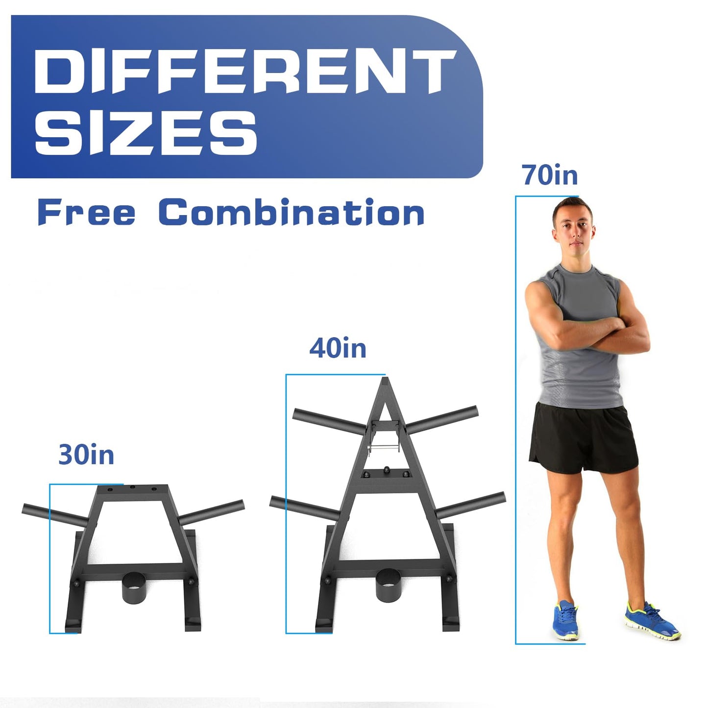 A-Frame Weight Plate Tree for 1" Olympic Plates - Holds 300 lbs, Dumbbell Rack and Home Gym Storage Stand - Organize Your Workout Area