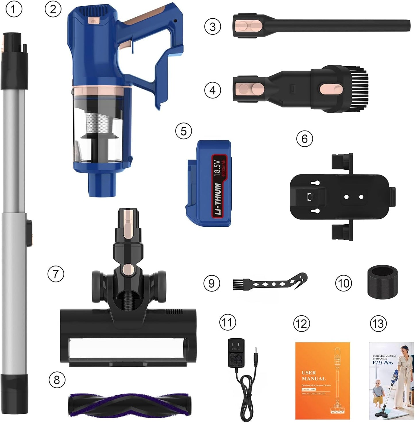 Skiennix Cordless Vacuum Cleaner - 45Kpa Powerful Suction, 60 Minutes Runtime | Lightweight & Versatile for Pet Hair, Carpets, Hardwood Floors