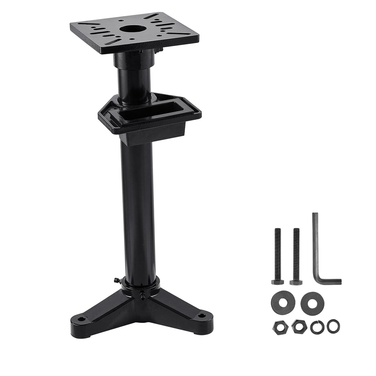 VEVOR Bench Grinder Stand, Heavy-Duty Bench Grinder and Vise Floor Pedestal with 10.6" x 10.6" Mounting Plate, Pre-Cut Mounting Slots & Water Pot, Compatible with Most Bench Grinders