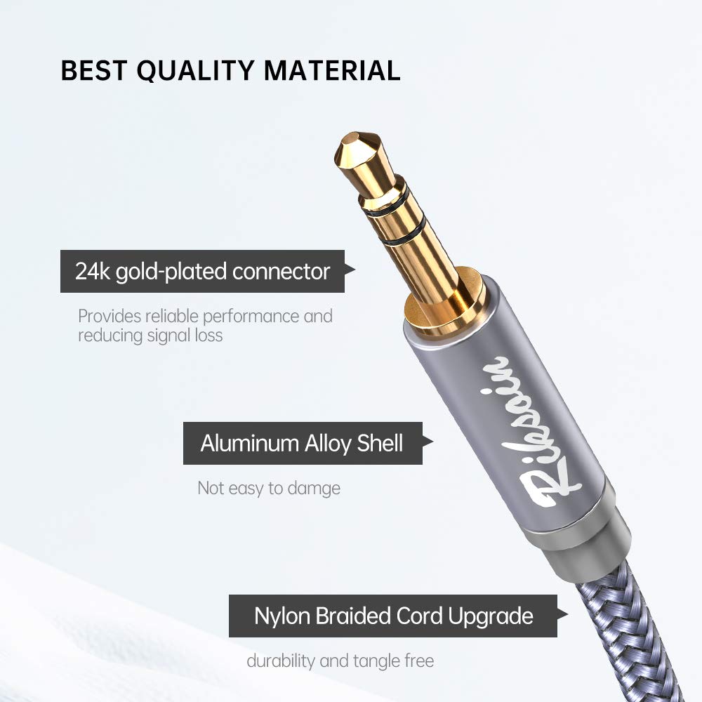 Cord-3.5mm 3 Pack 3.5mm Stereos,Mp32ft+4ft+10ft,Grey Aux Male to Male Auxiliary Audio Cable [Shielded,Hi-Fi] Audiophile