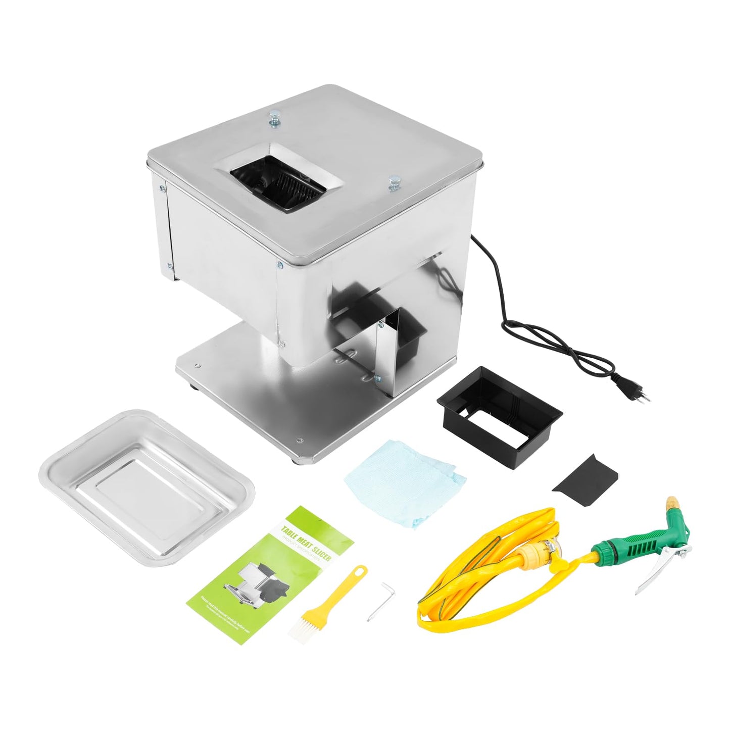 10mm Commercial Meat Silcer 1500W Electric Meat Cutter Machine Heavy Duty Meat Cuber Machine for Beef Turkey Chicken Pork and Fish 330.69Lbs/H (10mm/0.39in)