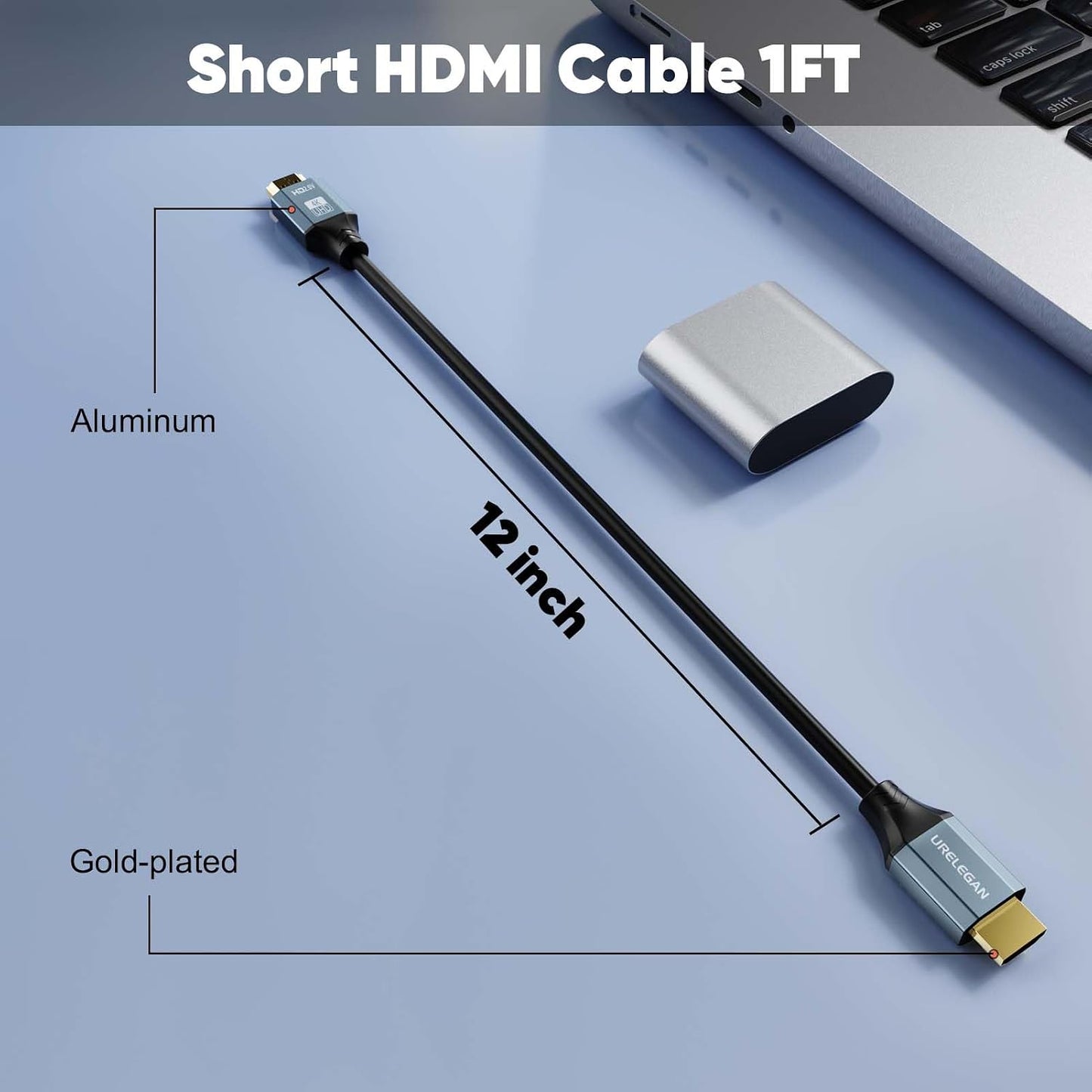 1FT 2-Pack,1Feet 2.0 4K 12 inch 3D, 2.2 PS4/PS5, Short HDMI Cable HDMI Cable Short High Speed HDMI Shielded Cord