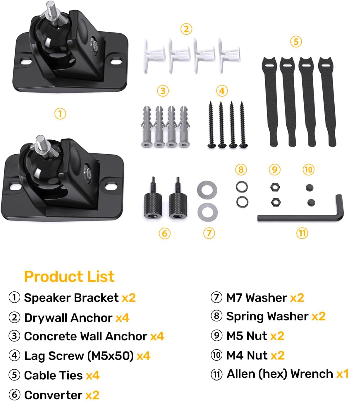 jidinung Keyhole/1/4-20 4&5mm, q990d,JBL,Sony,Roku 360 11lbs Speaker Wall Mount with Threads Universal Satellite Rear