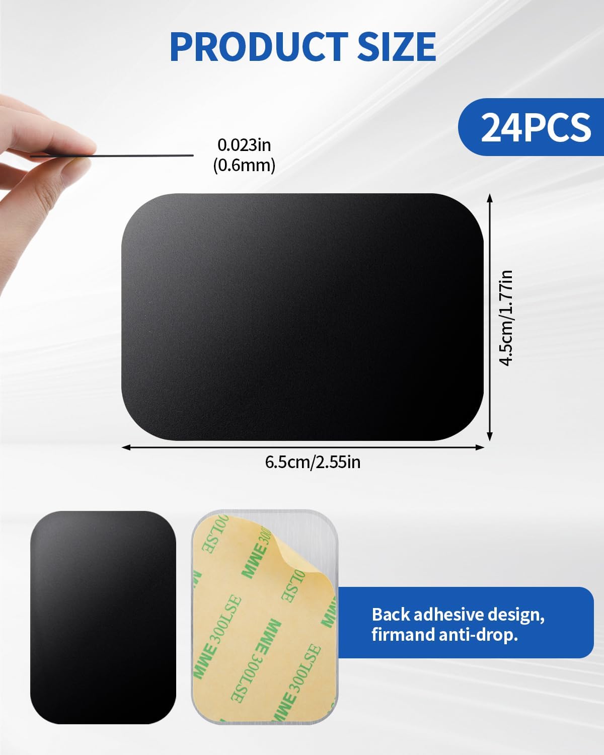 Aecsze 24 Pack 2.55x1.77 Replacement Metal Plates for Magnetic Car Mount - in Adhesive Metal Plates for Magnetic Mount