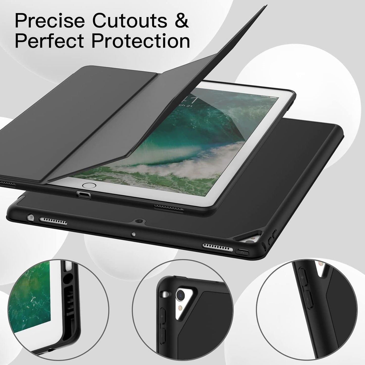 JETech 12.9 Inch (2015/2017 1st/2nd Case for iPad Pro Model, Generation) with Pencil Holder, Slim Tablet Cover