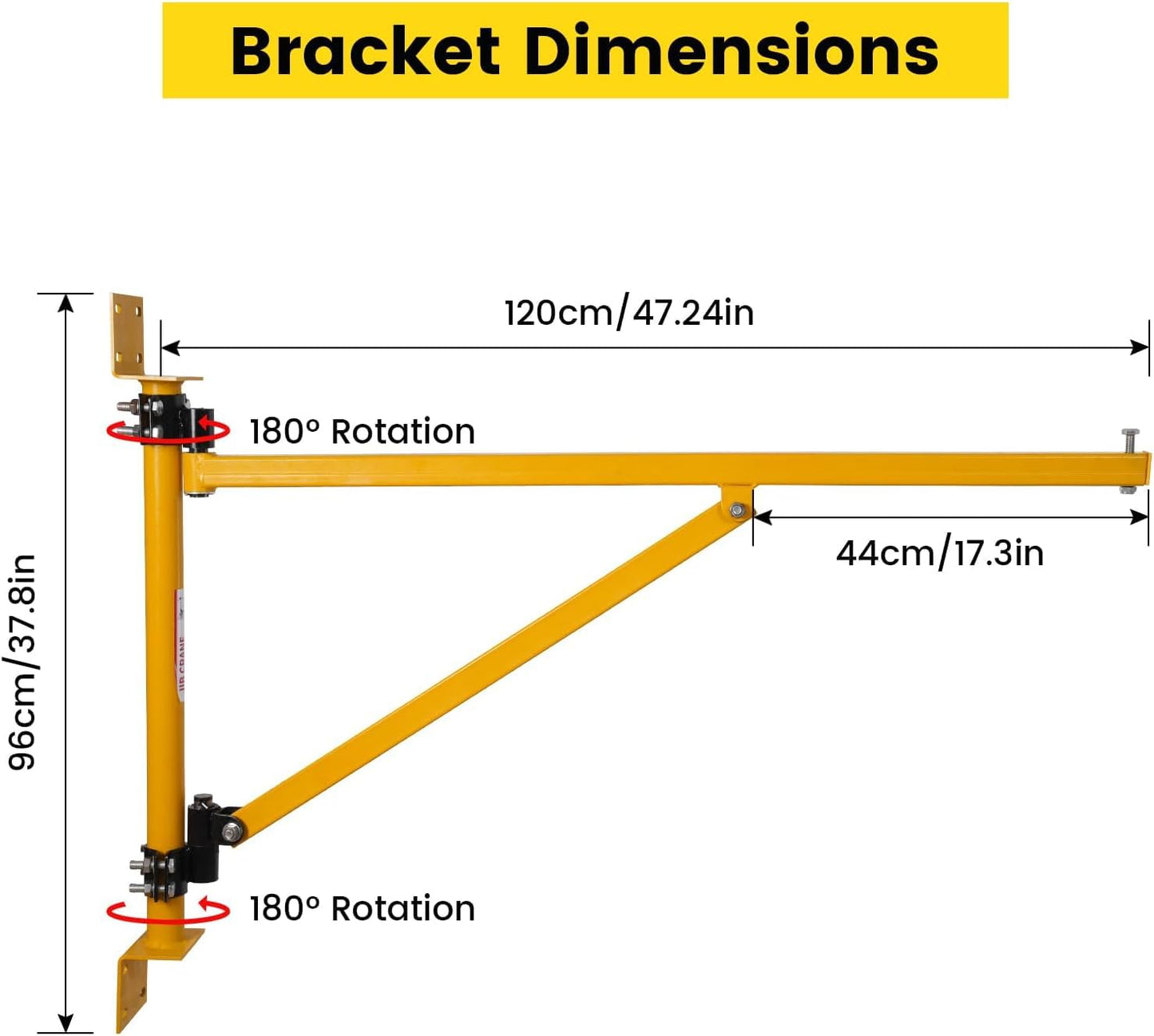 Doppy Wall Mount Jib Crane, Heavy-Duty Hoist Bracket Carbon Steel, 180° Swivel Scaffold Lifting Arm for Electric Hoists Up to 440 Lbs