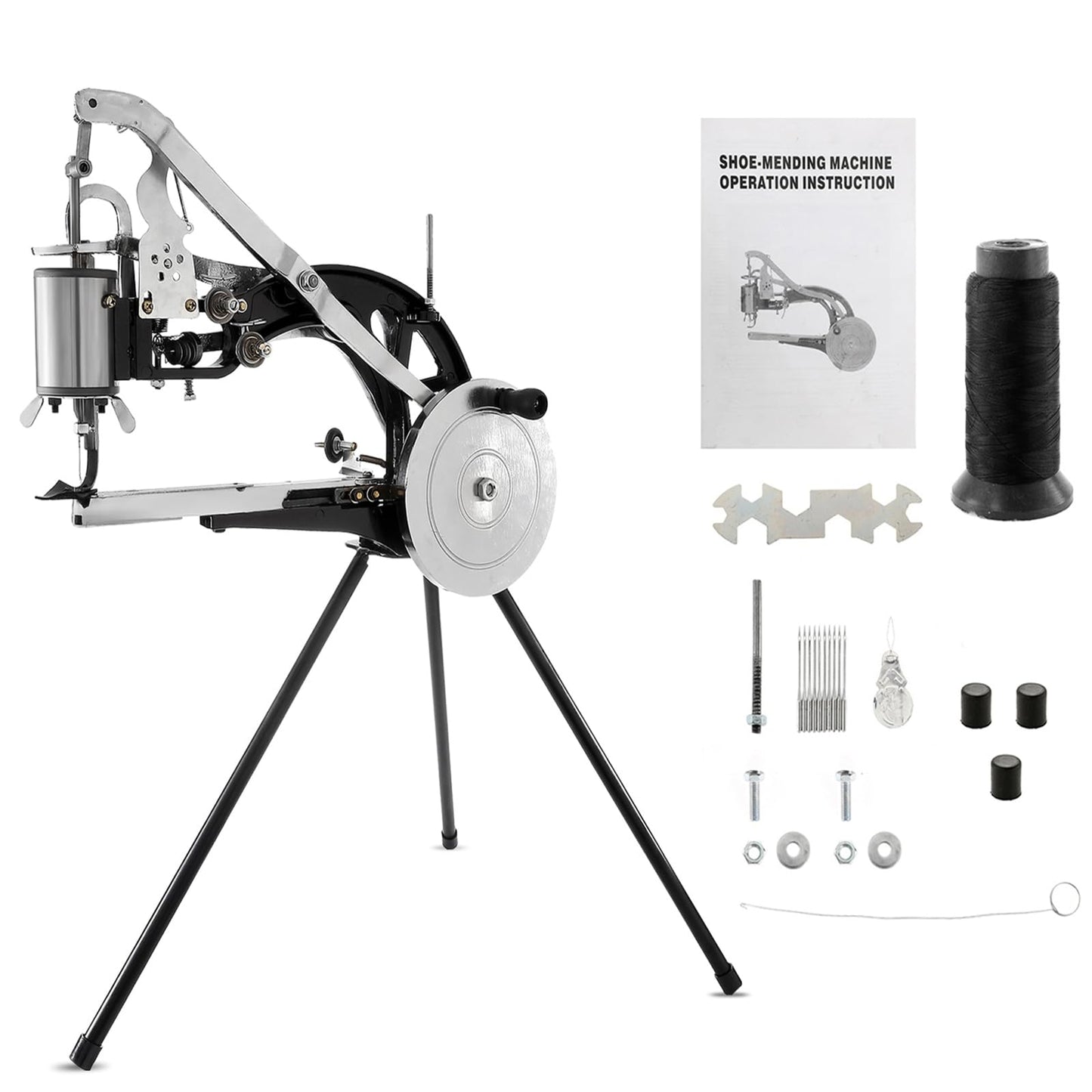 IRONWALLS Leather Cobbler Manual, Heavy Duty Hand Shoe Repair Mending Sewing Machine with Needles, Leather Stitching Sewing Machine for Canvas Cotton Linen, Bags, Cloths, Tents