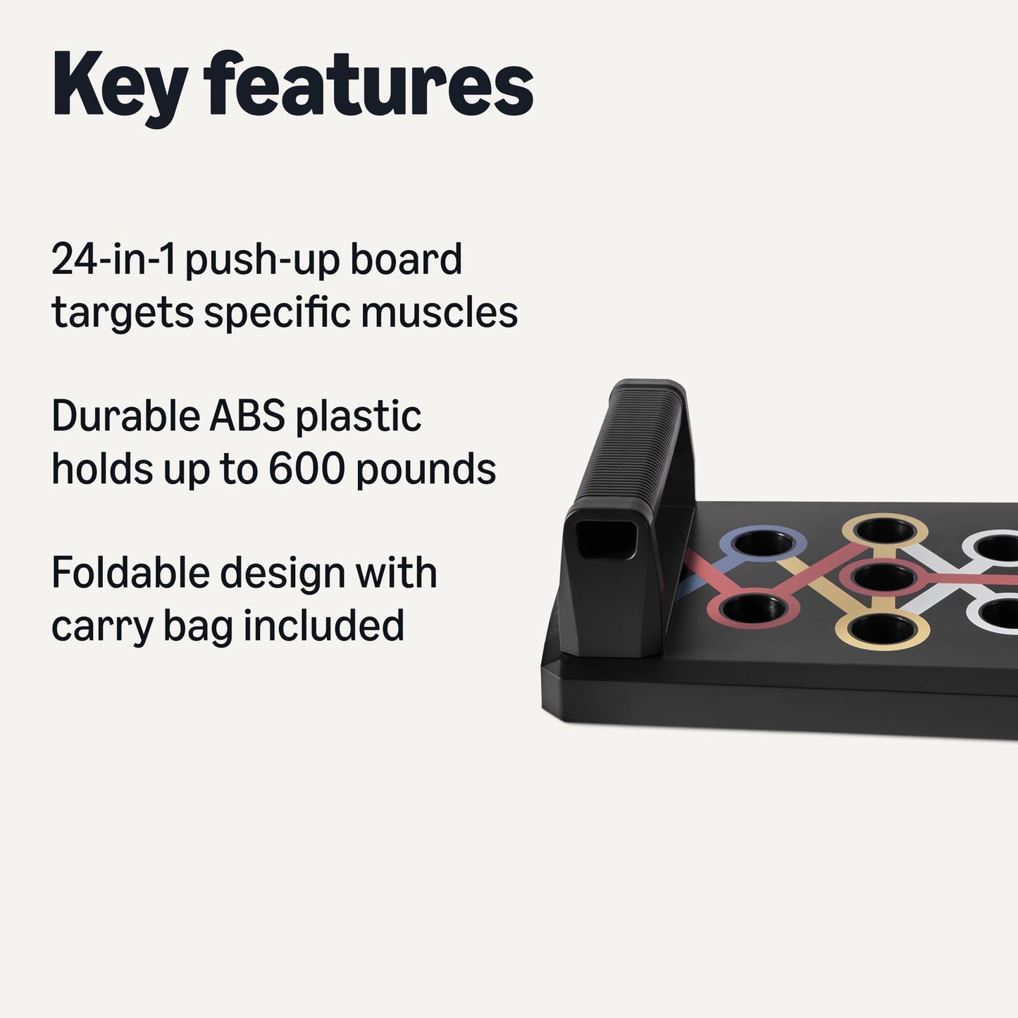 Amazon Basics Push Up Board, Black, 24-in-1 – Multi-Position Training System for Upper Body Strength & Muscle Building – Portable Home Gym Equipment