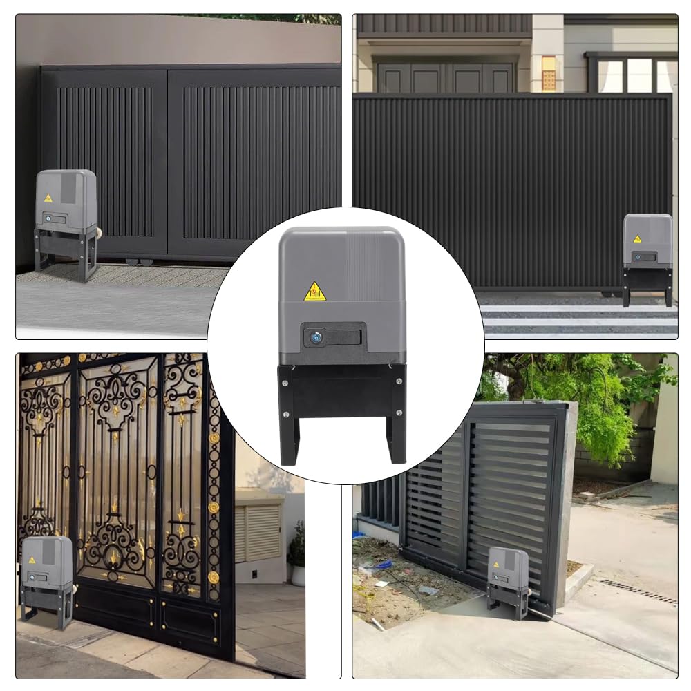 Sliding Gate Opener with WiFi App Control & 4 Remotes, Automatic Electric Gate Motor Complete Kit for Driveway Slide Gates Up to 1400lbs, Chain Driven Security System with Infrared Sensor, Auto Close