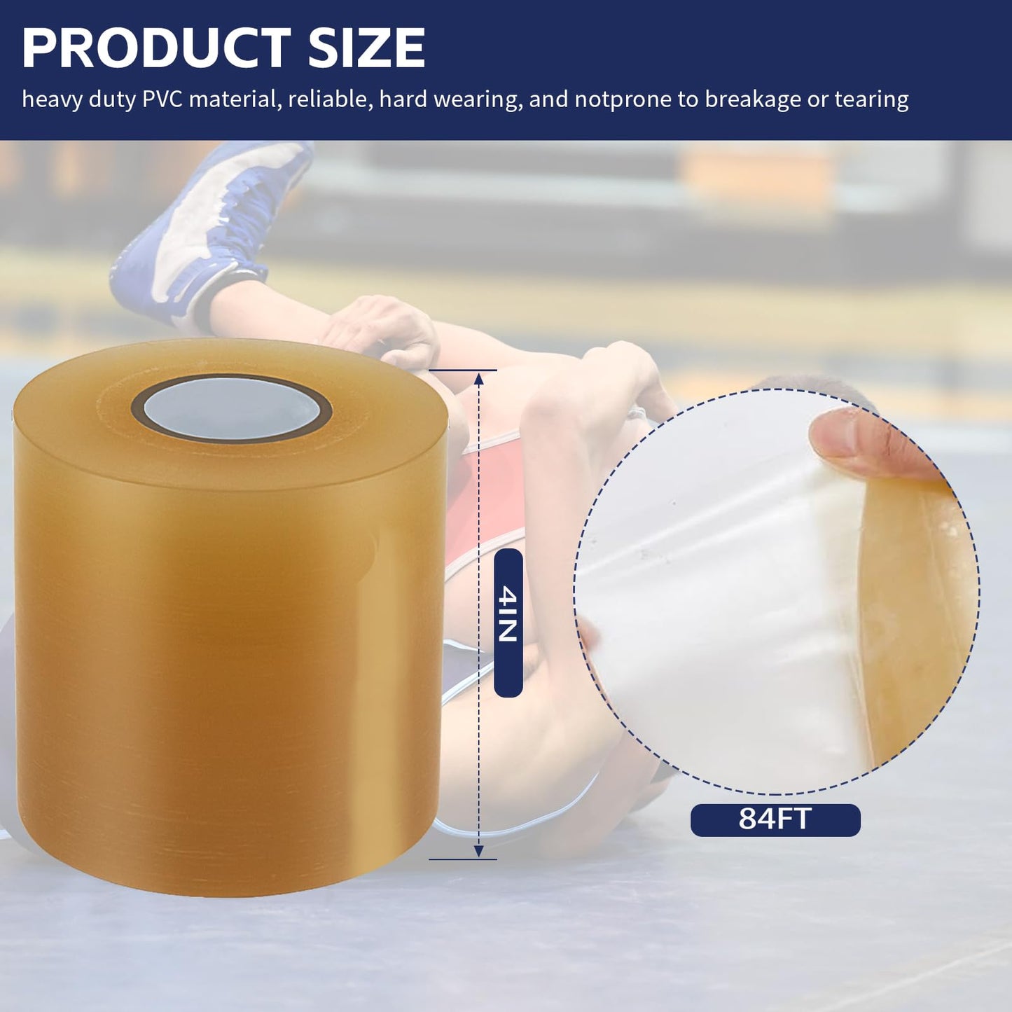 24 Rolls 3'' or 4'' x 84' Wrestling Mat Tape Gymnastics Floor Tape Wrestling Grappling Exercise Mats Seam Cover Tape Heavy Duty Carpet Jiu Jitsu Mats (A, 4")