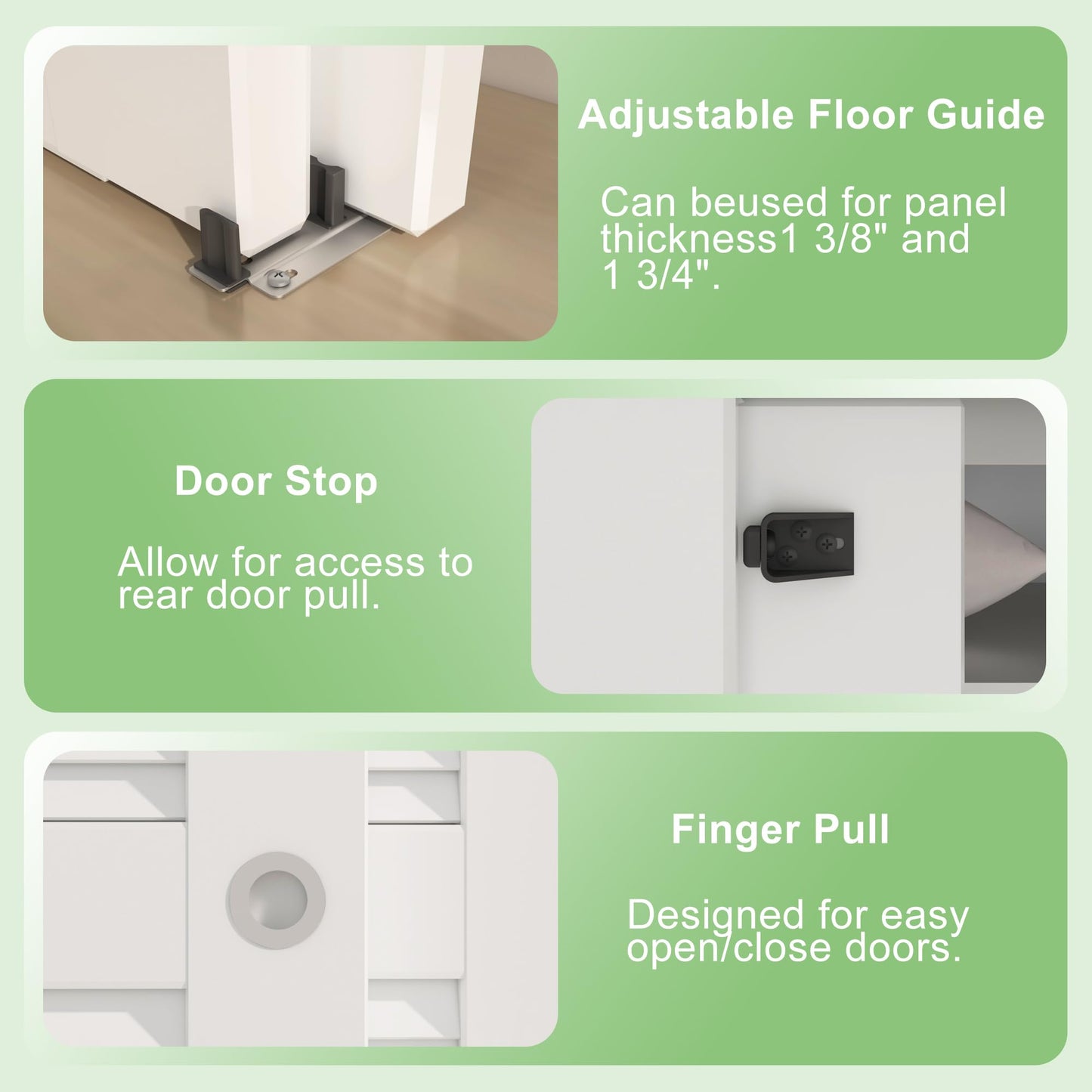 BarnBase 9FT/108(Double 4.5FT) Bypass Door Hardware, Aluminum Double-Closing Sliding Closet Door Hardware with Finger Pull Included, Smoothly and Quietly, Fit Door Thickness 1 3/8" or 1 3/4", Silver