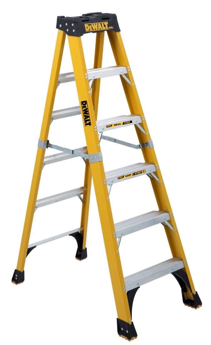 DeWalt 6-Feet Fiberglass Stepladder (500-Pound Duty Rating) and Louisville Ladder 8 ft Fiberglass Step Ladder (Orange, 375-Pound Capacity) Bundle