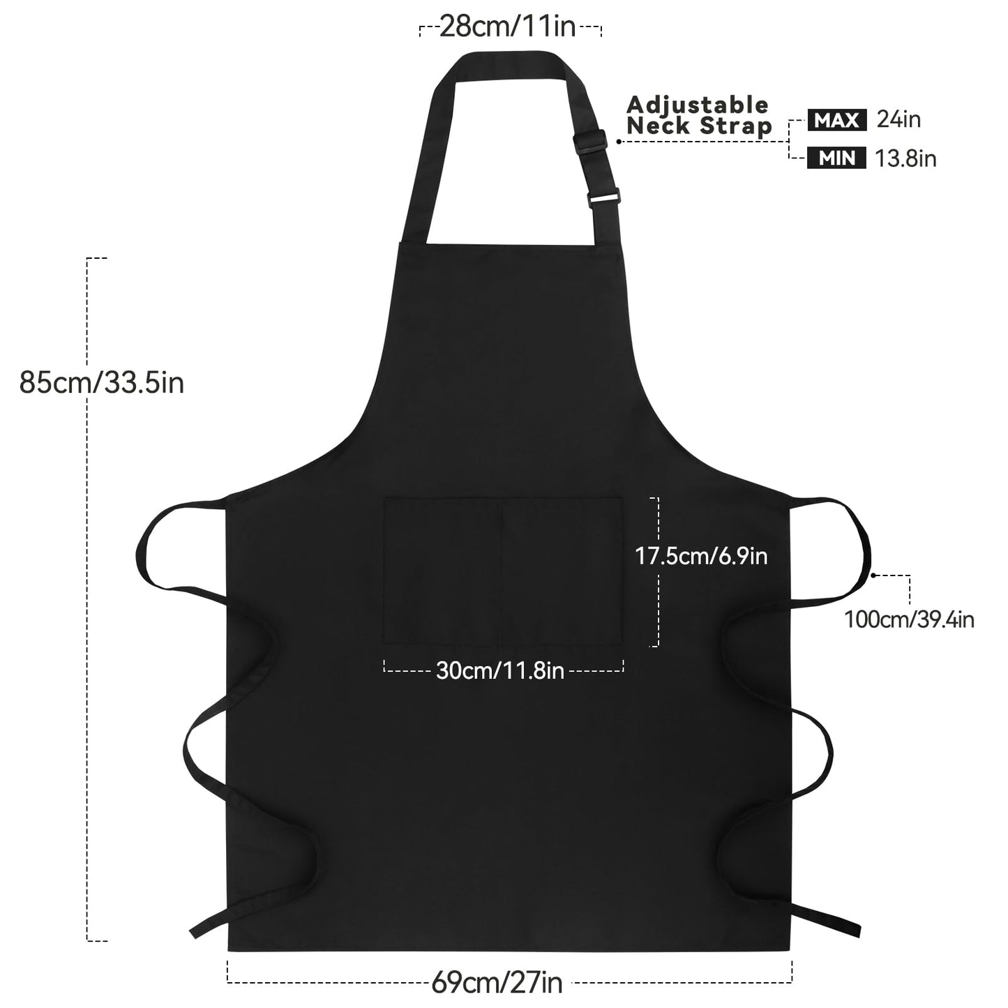 Cardkiss Large Chef Apron for Men and Women, Water Oil Repellent Cooking Kitchen Aprons with 2 Large Pockets