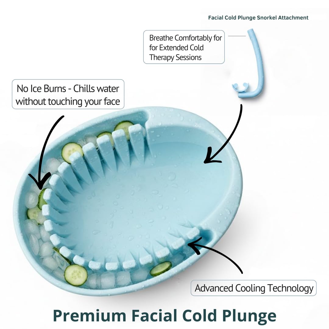 Arauris Facial Cold Plunge Ice Bowl with Separate Chamber for Ice & Breathing Tube - Patented Face Ice Bath Bowl for Cold Water Therapy - Depuffing, Tightening and Brightening Skincare Tool
