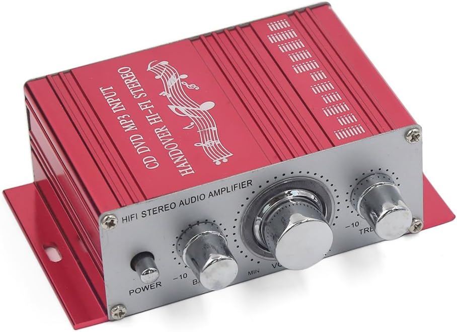 Ruilogod 2-CH MP3 Mini Hi-Fi Car Boat Audio Stereo Amplifier DVD Player Red
