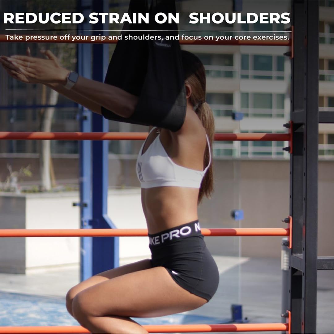 YAGHZU Hanging Ab Straps for Pull Up Bar - Premium Ab Straps for Core Strength and Ab Workout, Adjustable Rip Resistant Hanging Leg Raise Strap, Heavy Duty Ab Sling Strap, Arm Padded Pull UP Straps