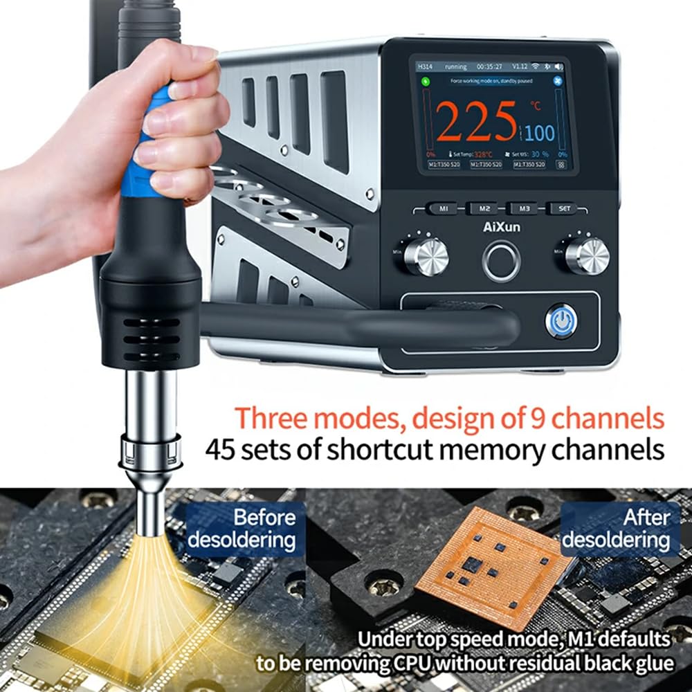 AiXun H314 1400W Smart Hot Air Heating Rework Station for SMD BGA Repair