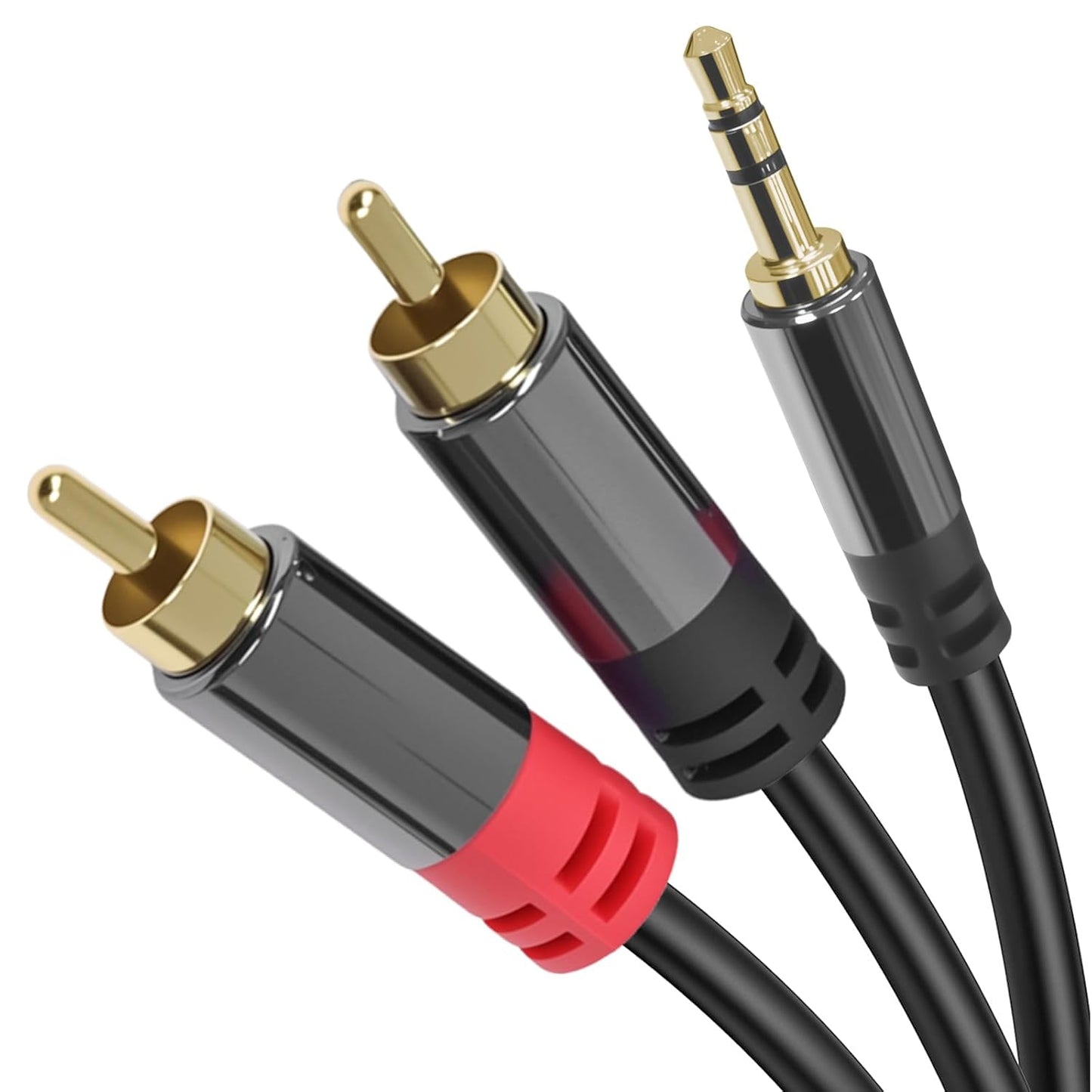 3.5mm 6ft Cyberguys! to RCA Audio Cable, Aux to RCA Cable with Gold-Plated Connectors, Durable PVC Jacket Aux Adapter