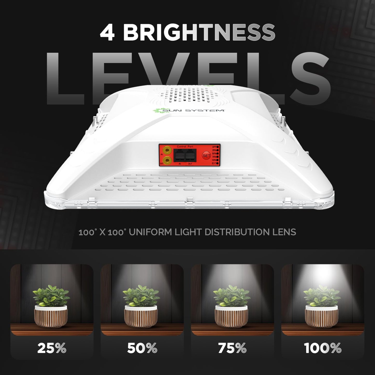 Sun System P4000 HelioGrow LED Grow Light for Indoor Plants - 400 Watt, High Efficiency Full Spectrum Dimmable Diodes, Daisy Chain up to 512 Units, 2 Year Warranty, Mounting Hardware Included