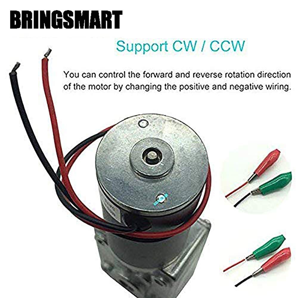 BRINGSMART 12V 16rpm DC Worm Gear Motor 70kg.cm High Torque Turbine Electric Gearbox Motor Self-Locking Reversed Mini Engine Geared Motor for DIY Robot Door Lock Curtain Machine (12V 16rpm)