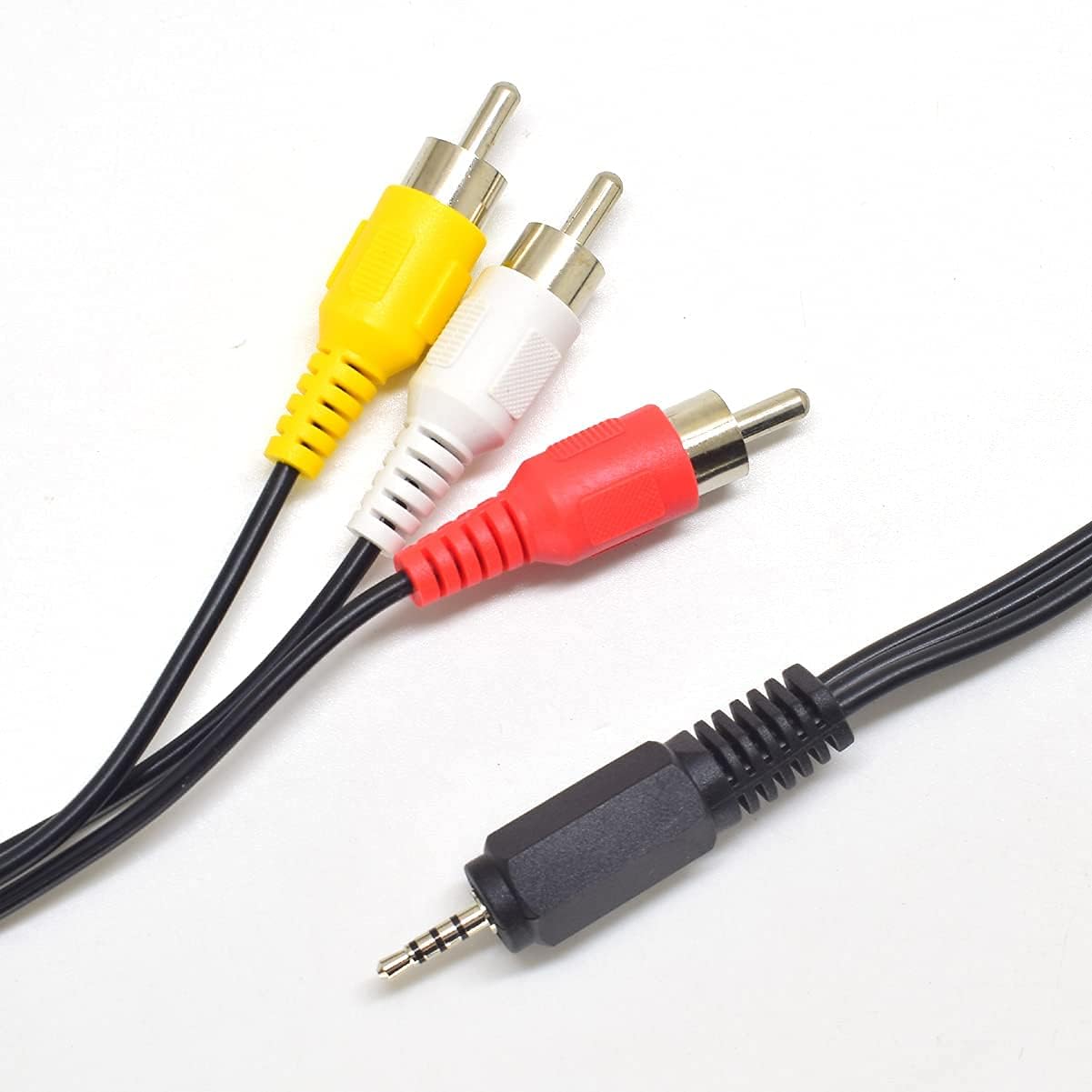 2.5 mm Head,1.5M/5Feet 3RCA 2.5mm Smartphones,MP3,Tablets to RCA AV Camcorder Video Cable with RCA Straight Conversion