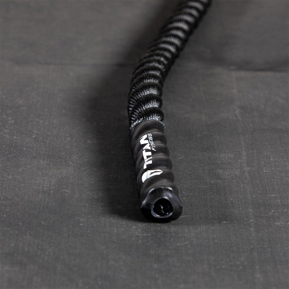 Titan Fitness Battle Rope 50ft x 1.5in, Poly Dacron Heavy Rope for Home Gym Conditioning Workouts, Cross-Train, Strength Training Exercises