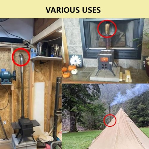 ILLITAN Stove Pipe Elbow,90 + 90 Degree, 2.36 inch Diameter, for Wood Stove Chimney Vent Pipe, Durable & Rust-Resistant