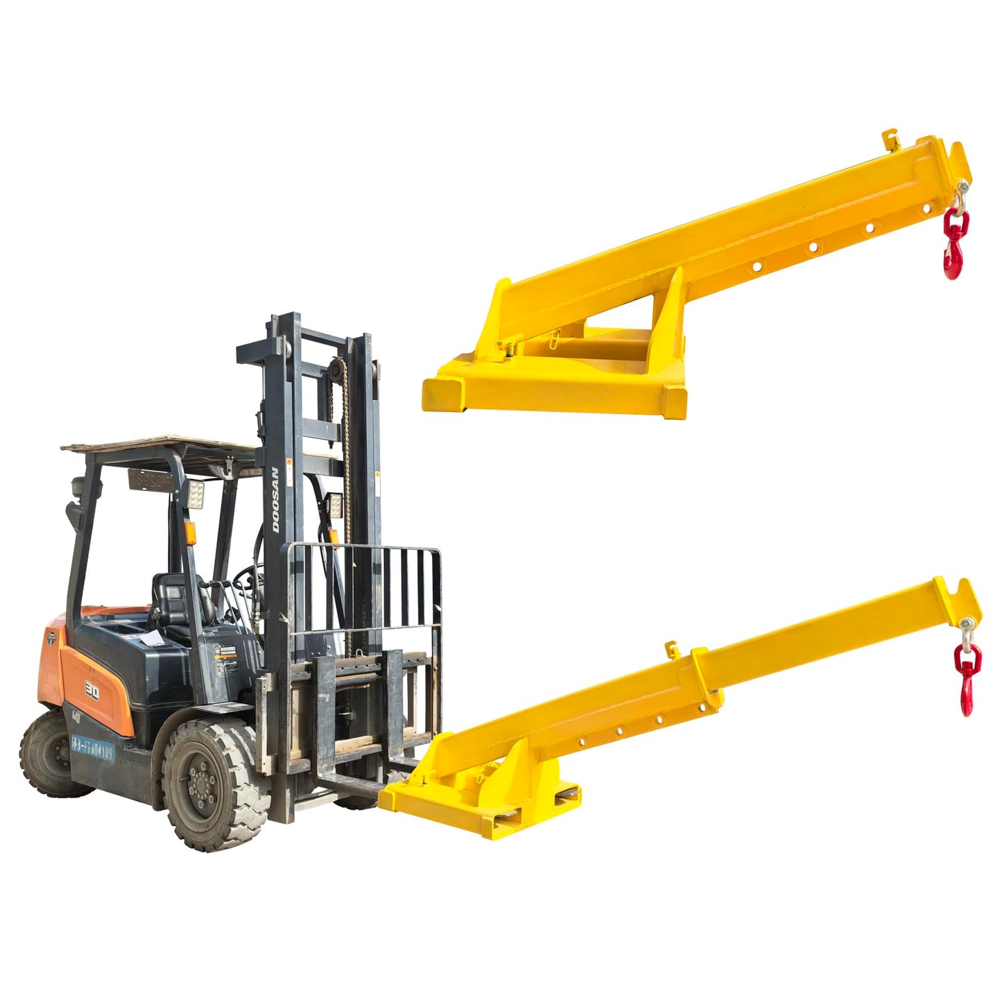 EQCOTWEA 5-Ton Forklift Telescopic Boom Crane Attachment, 11000 LBS Capacity, 96.5 Inch Adjustable Extension with Lifting Hook, Mobile Crane Lifting Hoist Truss Jib Boom for Forklifts & Hoists