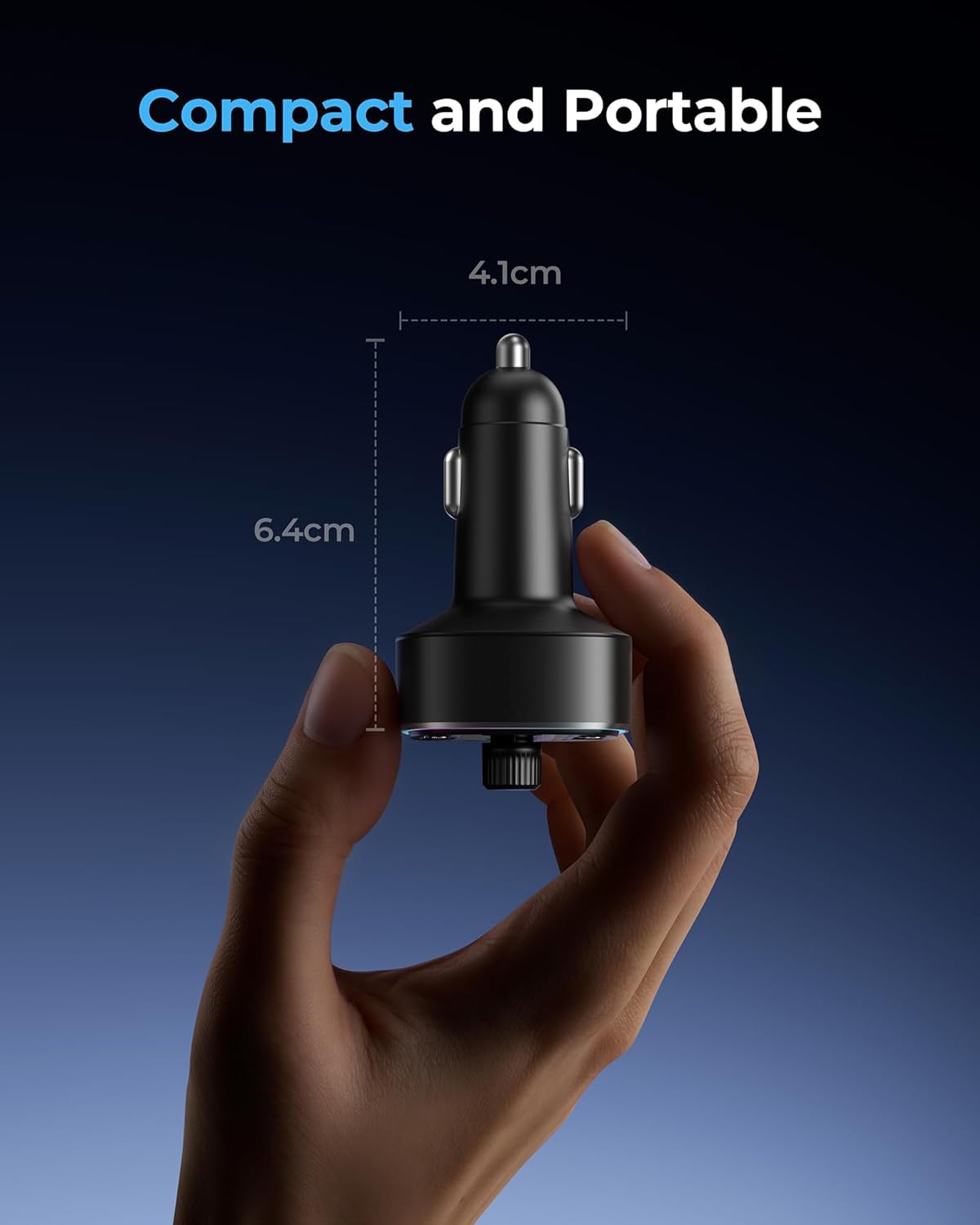 LENCENT 5.4 54W 2 Bluetooth Car Adapter FM Transmitter Fast Charging, Dual Mics, HiFi Bass Sound, Modes LED Backlit